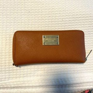 Michael Kors Brown Leather Zip Around Wallet